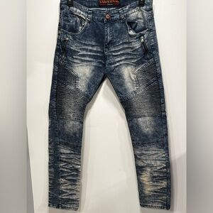 Men's Denim Skinny Jeans with Ribbed Details